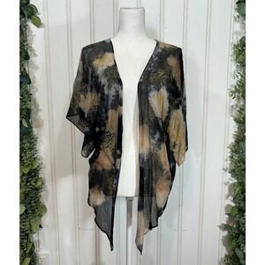 Sheer‎ Kimono Cardigan LARGE Handmade Shawl Open Front Boho Sheer Beach Festival